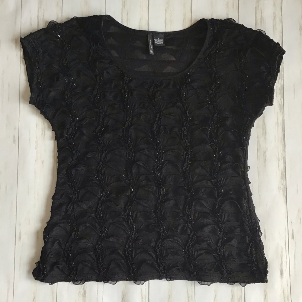 New Directions Sparkly Scoop Neck Top